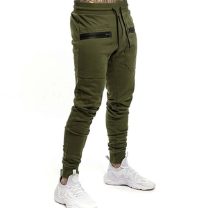 Pantaloni della tuta da uomo Skinny Street Wear Color verde con Zip Slim Fit pantaloni da corsa da uomo - Product Image 2