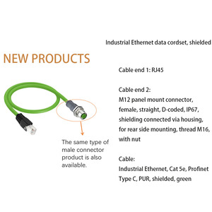 Câble de signal pour caméra industrielle Cat5e, blindé, étanche, avec boîtier PVC, connecteur mâle M12 8P en laiton vers RJ45, IP67, prix de gros - Product Image 4