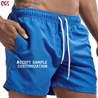 Shorts de bain décontractés pour hommes avec logo personnalisé, en tissu 100 % polyester, fermeture à cordon, anti-plis, coupe-vent et respirant
