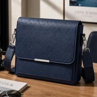 Sac messager pour homme en cuir PU, sac à bandoulière carré à rabat, fermeture à barre métallique, sangle en sangle détachable, usine OEM ODM
