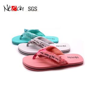 Women Furry Flip Flops Cute Bowknot Ribbon Sandals <b>Pink</b> Plush Strap Summer Slippers Custom Logo - Product Image 1