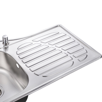 Évier de cuisine en acier inoxydable 304, style ferme, à cuve unique, avec égouttoir, design monotrou, finition polie