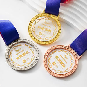 Medalla medallón de cristal de estrellas de metal de bronce y oro y plata - Product Image 4