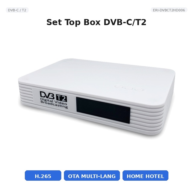 Digital TV Box DVB-C/T2 10bit 60fps OTA HD USB AV for Cable Upgrade ERI-DVBCT2HD006 8MB