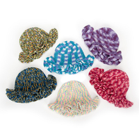 MADESHINE hecho a mano Tie-dye New Stripe Brim Hollow Beanie Cap Cloche Mujeres Sombrero de ganchillo de punto personalizado con volantes