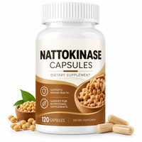 Capsules d'enzymes Nattokinase OEM de qualité alimentaire, supplément d'extrait de Natto 20000 FU/g, à base de plantes, pour adultes, végétalien, santé digestive naturelle