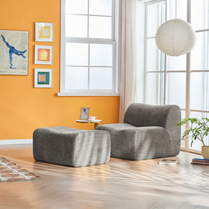 Fauteuil inclinable et ottoman de style moderne et mi-siècle, design compact, revêtement écologique, idéal pour les petits espaces et les villas - Product Image 3