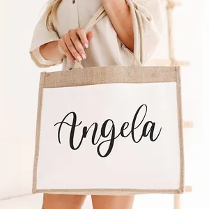 Wedding Favors gifts for her Personalized Bridesmaid Gift Bag Bachelorette Party Beach Jute Burlap Tote Bags With Logos