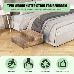 Wooden Step <b>Stool</b> Double Layer Solid Wood For Home Bathroom <b>Bedroom</b> Child Height Increasing Foot Pedal Durable - Product Image 2