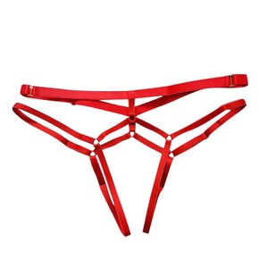 Ventes transfrontalières de sous-vêtements pour femmes à entrejambe ouvert pour les marchés européens et américains, string transparent avec cordon de serrage, plus - Product Image 5