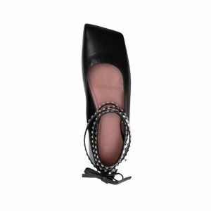 Primavera estate ragazze scintillanti strass scarpe stringate alla moda da donna a punta quadrata Comfort <span class=keywords><strong>ballerine</strong></span> bianche <span class=keywords><strong>nere</strong></span> - Product Image 3