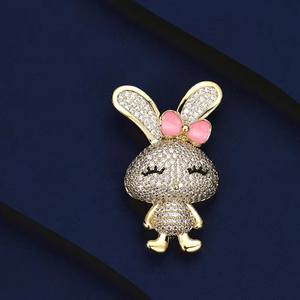 Alloy Cute Rhinestone Rabbit Vintage <b>Brooch</b> Gold Plated Wedding Party Gift Fashion Jewelry with Plating - Product Image 3