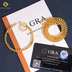 Wholesale Price Pass Tester 4MM Moissanite Lock Chain Silver 925 Gold <b>Men</b> Hip Hop Iced Out 925 Silver Franco Chain &Bracelet - Product Image 4