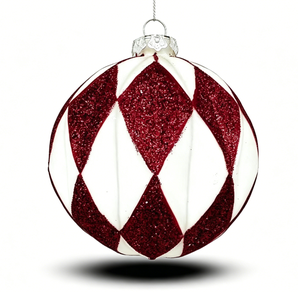 Adorno de Bola de Cristal Soplado a Mano, Diseño Vintage Ecológico con Patrón de Diamantes, Recubierto de Purpurina, Decoración Colgante para Árbol de <span class=keywords><strong>Navidad</strong></span>, OEM ODM BSCI - Product Image 3