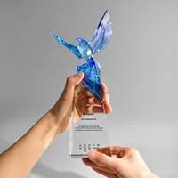 Trophée en cristal de verre gravé au laser sablé personnalisé - Aigle - Récompense créative pour les employés exceptionnels - Récompense annuelle de la réunion - Commémorative