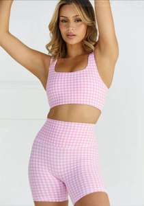 OEM/ODM Mode Solid Roze Lange Active Stretch Spandex/Nylon Fitness Set Hoge Kwaliteit Yogabroek 2-delig pak Hardlopen - Product Image 2