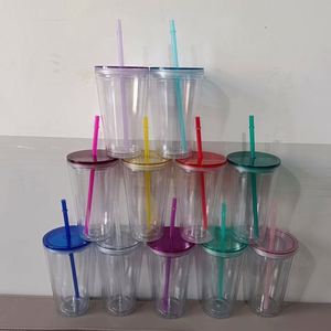 Gobelet isotherme double paroi en plastique PS de qualité alimentaire, imprimé sérigraphié, écologique, pour usage extérieur, 450 ml, avec couvercle et paille - Product Image 5