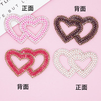 Nouvel amour estampage Figure couleur perle Double coeur strass pâte bricolage sacs chaussures et chapeaux accessoires décoratifs