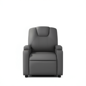 Poltrona Reclinabile in Ecopelle Grigia, Funzionamento Manuale, Design Contemporaneo, Arredamento per Soggiorno - Product Image 1