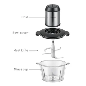 Hot Sale Factory Price Meat Grinder Electric Chopper Automatic With Glass Stainless Steel Bowl Silver Crest Meat Grindera