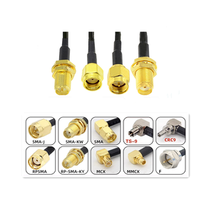 Кабель-пигтейл MCX/MMCX/CRC9 RF, <span class=keywords><strong>SMA</strong></span>-<span class=keywords><strong>SMA</strong></span>, с угловым разъемом, штекер <span class=keywords><strong>SMA</strong></span>-RPSMA для коаксиального кабеля RG174, 5 см - Product Image 1