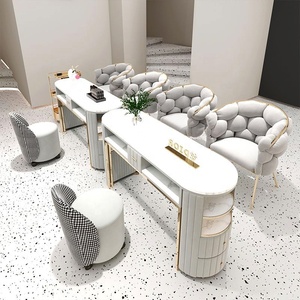 Bàn làm móng hiện đại, mặt bàn đá cẩm thạch, màu xám, khuyến mãi, dành cho tiệm nail, chỗ ngồi đơn/kép - Product Image 3