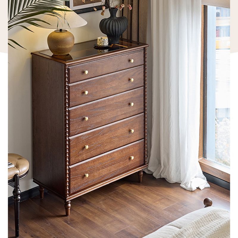 ตู้ลิ้นชักห้าชั้น Hepburn [Garfield] - ท็อปกระจก