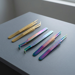 Stainless Steel Gold Titanium Coated <b>Lash</b> Extension Tweezers Premium Eyelash Tweezers Professional Wholesale OEM ODM - Product Image 6