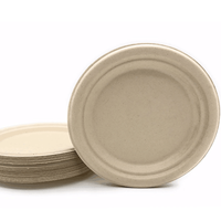 Pulpe de bagasse de canne à sucre assiette et plats ronds naturels 6 pouces 9 pouces 10 pouces