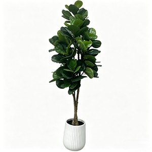 Árbol Artificial de Ficus Lyrata en Maceta Blanca para Decoración de Interiores, Hojas de Alta Simulación, Planta de Plástico - Product Image 1