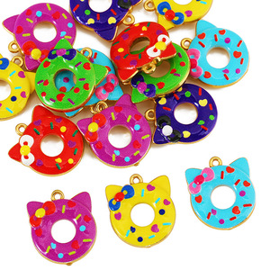 Colgante de Oreja de Gato en Forma de Donut, Acero Inoxidable, Chapado en Oro de 18K, Dije de Dibujos Animados, Accesorio de Joyería DIY - Product Image 4