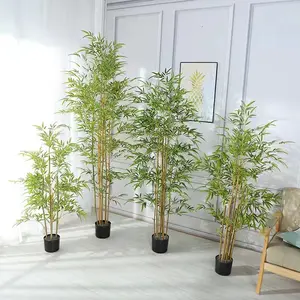 Interior decoration props artificial green plants bonsai potted landscaping plants faux bamboo potted plants