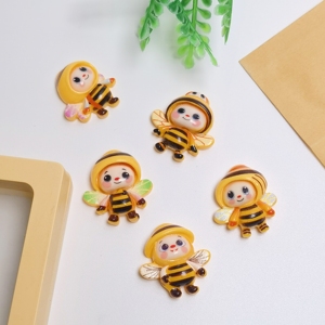 Cuentas de Silicona 3D con Diseño de Abejas, Mariposas y Flores, Cuentas de Silicona Amarillas para Manualidades, Joyería, Llaveros - Product Image 4