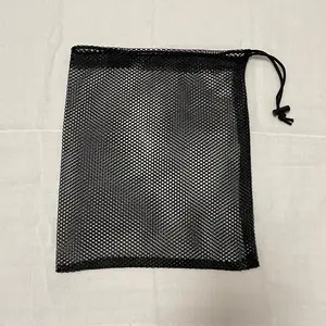 15x20cm Wholesale Factory Custom Black Nylon Mesh Drawstring Bags Gift Net Pouch Table Tennis Balls Packaging Bag