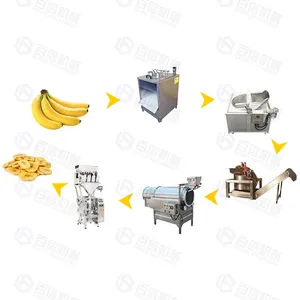 Industrial Automatic green banana plantain Slicing and frying machine line Banana Chips Making Machines Price