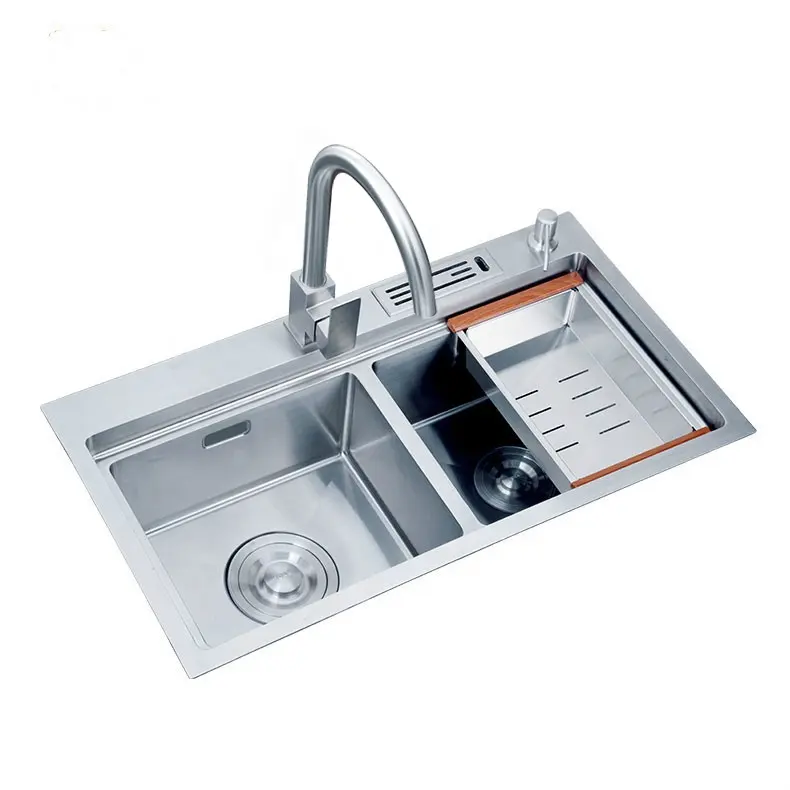 Double évier de cuisine en acier inoxydable 8245, filtre d'évier, robinet de lavabo