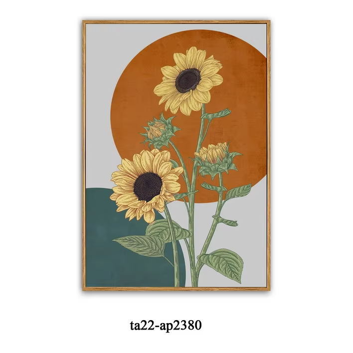 Modern Abstract Sunflowers Still Life Painting Digital Printed Wall Art Poster Home Decor Stretched Canvas Featuring Floral