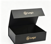 Boîte cadeau en carton ondulé noir avec fermeture magnétique, écologique, recyclable, de luxe, avec logo personnalisé, impression UV, emballage haut de gamme