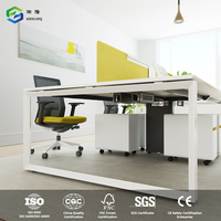 Meubles de bureau en gros, ensemble bureau et chaises modernes blancs pour 4 personnes, design original