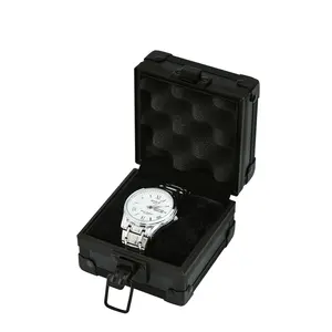 सिंगल स्लॉट मिनी घड़ी डिस्प्ले स्टोरेज केस बॉक्स कम मॉक एल्यूमीनियम मामले घड़ी बॉक्स और मामलों के लिए तकिया के साथ
