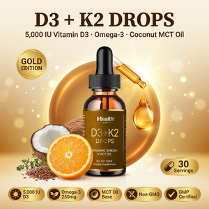 Orange <b>Vitamin</b> D3 K2 <b>Liquid</b> Drops for Adults Bone Strength Support Private Label Health Supplement Manufacturer Bulk Wholesale - Product Image 1