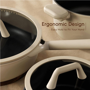 Hiện đại không dính nhà bếp <span class=keywords><strong>Cookware</strong></span> Set cảm ứng dưới chậu chảo bền vững các tính năng giá bán buôn có tính năng Kính đá cẩm thạch - Product Image 5