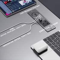 Prise de bureau encastrée industrielle avec chargeur sans fil 15W, double USB QC3.0 PD3.0 et 4 prises, concentrateur d'alimentation pour mobilier de bureau