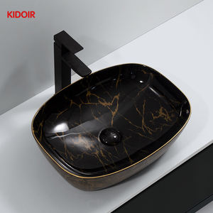 <span class=keywords><strong>2025</strong></span> כיור קרמיקה דגם חדש חדר רחצה גדול פורצלן גדול משטח שולחן אמבטיה עם שחור זהוב ואהוב - Product Image 1