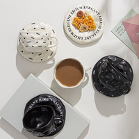 Mug à café en céramique jetable de style européen au design moderne, avec couvercle à paille, compatible lave-vaisselle et micro-ondes, motif floral, pour le petit-déjeuner et les fêtes