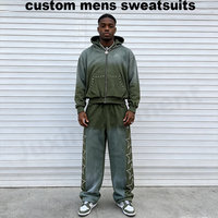 Ensemble de survêtement streetwear pour homme, personnalisé, avec sweat à capuche oversize et pantalon à jambe large en molleton épais, à épaules tombantes, imprimé sérigraphié