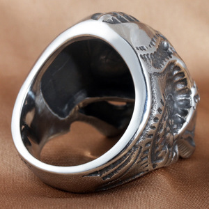 Skull <b>Ring</b> Men's Stainless Steel <b>Silver</b> Geometric Design Punk Style Jewelry Gift - Product Image 3