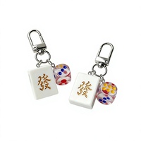 Porte-clés Mahjong Fa avec dés, porte-clés porte-bonheur chinois, breloque de sac, cadeau souvenir, vente en gros