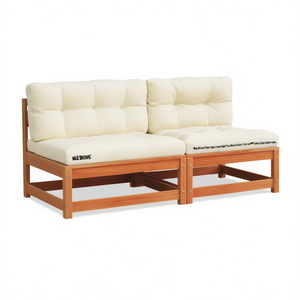 Canapé de jardin en bois de pin massif, deux places, couleur crème, style contemporain, durable, pour l'extérieur - Product Image 1