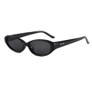 Retro Oval <b>Sunglasses</b> Black Frame PC Material UV400 Women's Fashion Sunshades Type 3 Transmittance - Product Image 5